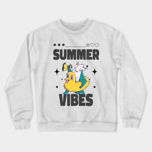 Summer Vibes Shark Using A Life Buoy Crewneck Sweatshirt